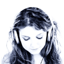 Lady Listening with Headphones